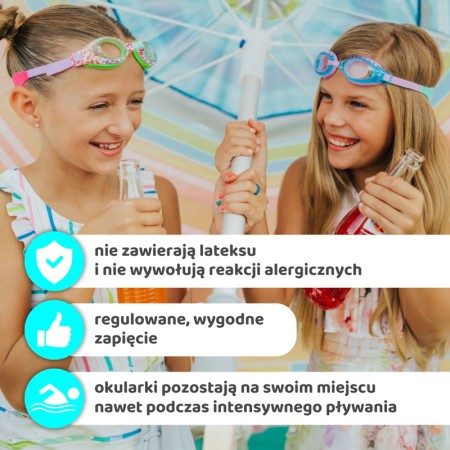 Aqua2ude Okulary do pływania dla dzieci Uroczy jednorożec, róż