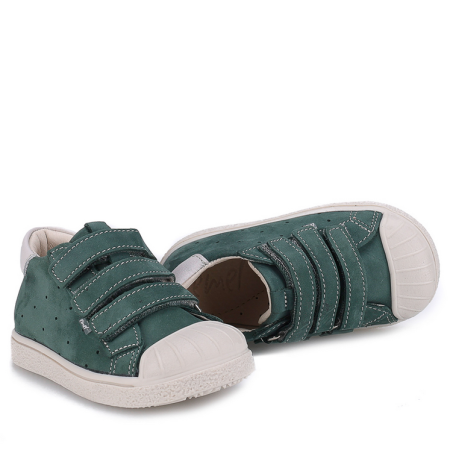 EMEL Trampki Skórzane na Rzepy | BERLIN E 2805A-3 | Zielone