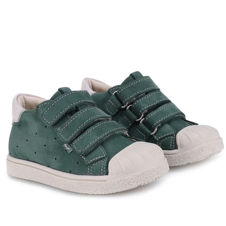 EMEL Trampki Skórzane na Rzepy | BERLIN E 2805A-3 | Zielone