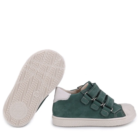 EMEL Trampki Skórzane na Rzepy | BERLIN E 2805A-3 | Zielone