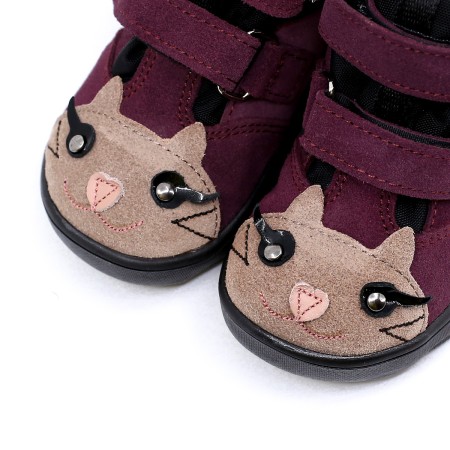 MRUGAŁA NEKO BAREFOOT KITTY PLUM TRZEWIKI OCIEPLANE Z NIEPRZEMAKALNĄ MEMBRANĄ TE-POR | Rozmiary 20-33