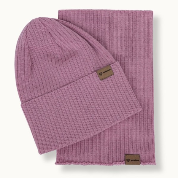 Patulove Merino Set Całoroczny - czapka i komin LILAC