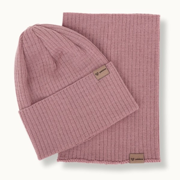 Patulove Merino Set Całoroczny - czapka i komin BLUSH