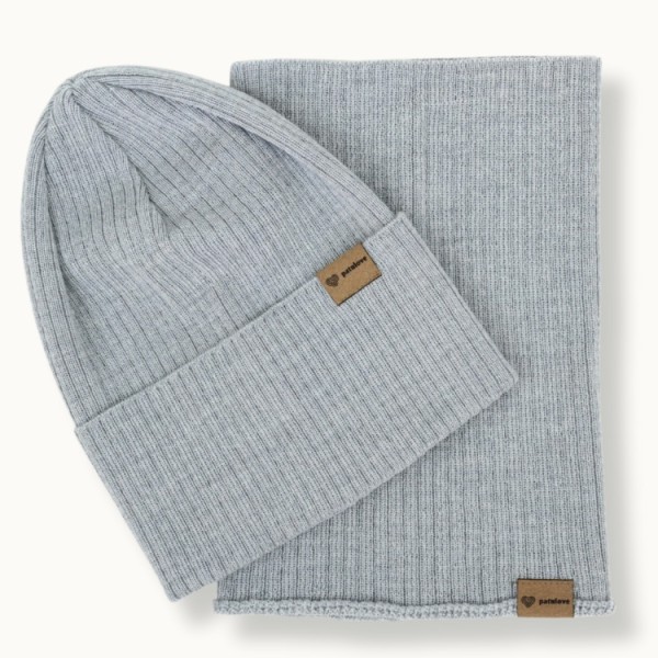 Patulove Merino Set Całoroczny - czapka i komin Grey
