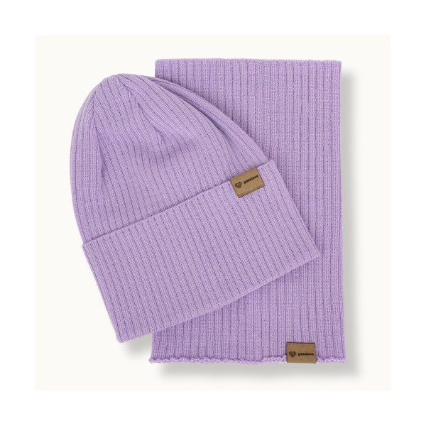 Patulove Merino Set Całoroczny - czapka i komin LAVENDER