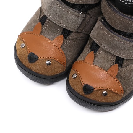 MRUGAŁA HELI FOX GREY BAREFOOT ZIMOWE TRZEWIKI Z MEMBRANĄ TE-POR Rozmiary 20-35