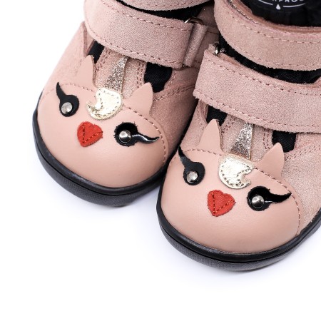 MRUGAŁA HELI PONY ROSA POŁYSK BAREFOOT ZIMOWE TRZEWIKI Z MEMBRANĄ TE-POR