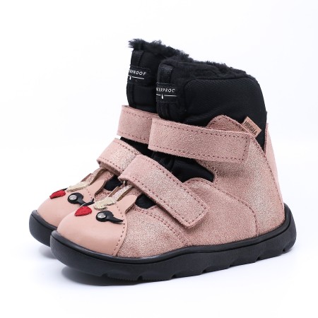 MRUGAŁA HELI PONY ROSA POŁYSK BAREFOOT ZIMOWE TRZEWIKI Z MEMBRANĄ TE-POR