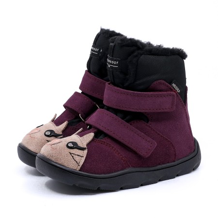 MRUGAŁA HELI KITTY PLUM BAREFOOT ZIMOWE TRZEWIKI Z MEMBRANĄ TE-POR