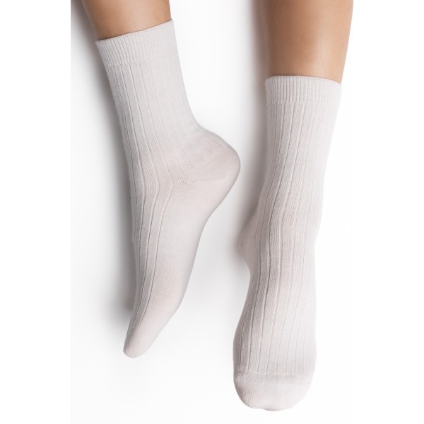 STEVEN SKARPETKI DZIECIĘCE MERINO WOOL,  WEŁNA MERYNOSA ZŁAMANA BIEL PRĄŻEK