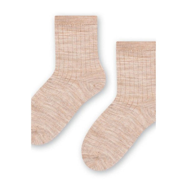 STEVEN SKARPETKI DZIECIĘCE MERINO WOOL, WEŁNA MERYNOSA BEŻ PRĄŻEK