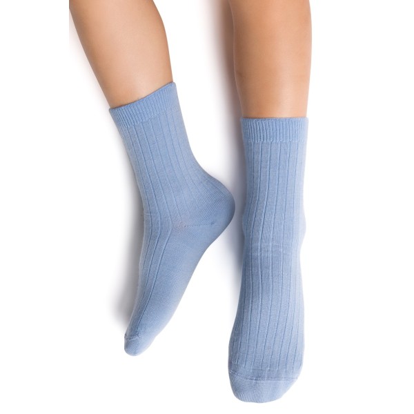 STEVEN SKARPETKI DZIECIĘCE MERINO WOOL, WEŁNA MERYNOSA BŁĘKIT PRĄŻEK