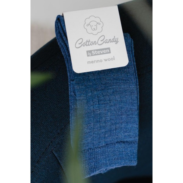 STEVEN SKARPETKI DZIECIĘCE MERINO WOOL, WEŁNA MERYNOSA GRANATOWY MELANŻ PRĄŻEK