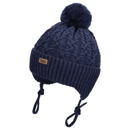 TUTU Czapka Merino 100% zimowa dla dziecka wiązana z pomponem,