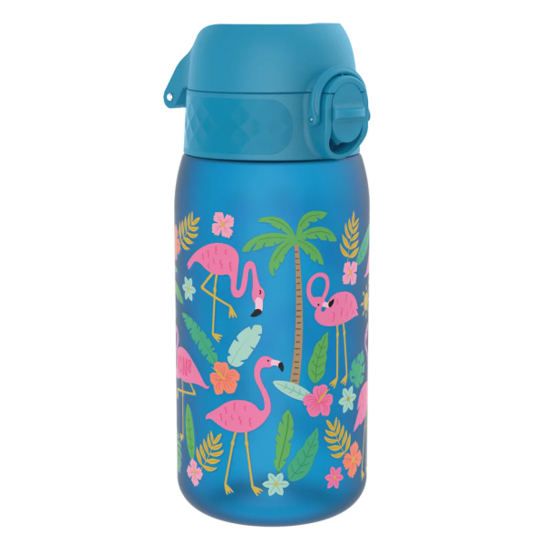 ION8 Bidon z Ustnikiem BPA Free Flamingos 350ml Niebieski we flamingi i palmy