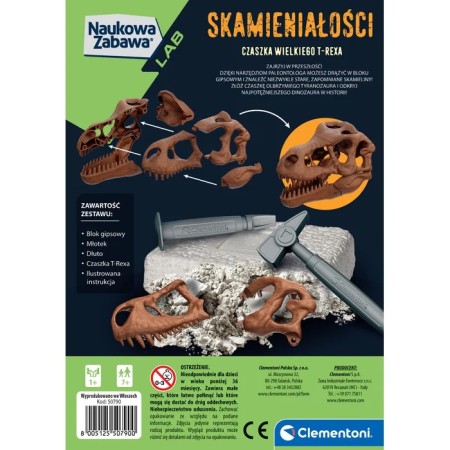 Clementoni Naukowa Zabawa. Skamieniałości. Czaszka T-Rexa. 7+
