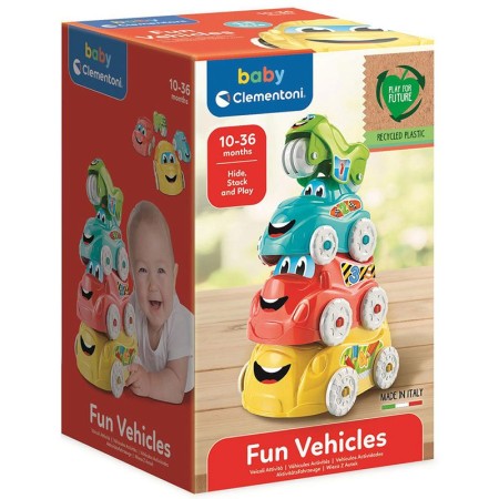 Clementoni Baby, Wieża z autek| Zabawa i Rozwój | 10-36M+, 4 Pojazdy