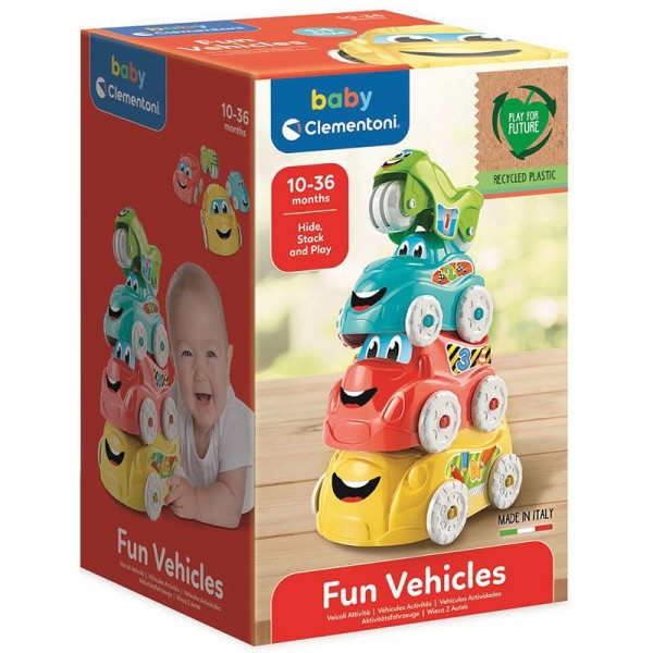 Clementoni Baby, Wieża z autek| Zabawa i Rozwój | 10-36M+, 4 Pojazdy