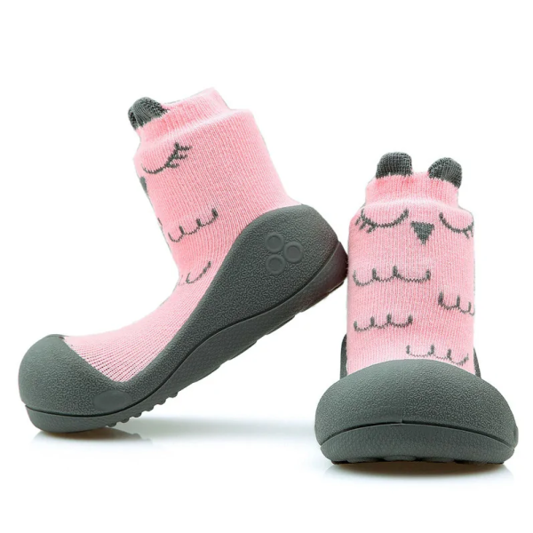 ATTIPAS CUTIE PINK Butoskarpetki do nauki chodzenia - Różowa Sówka