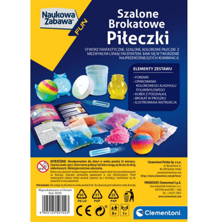 Clementoni Naukowa Zabawa LAB. Szalone piłeczki Brokatowe | 8+