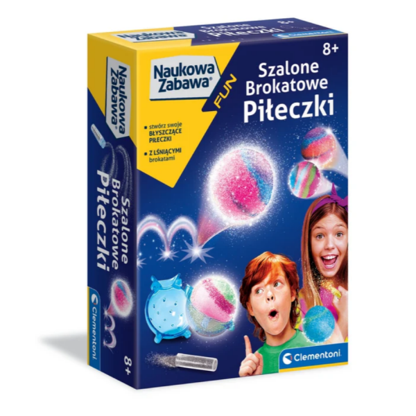 Clementoni Naukowa Zabawa LAB. Szalone piłeczki Brokatowe | 8+