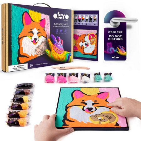 Kolorowanka z masy plastycznej, malowanie po numerach I LIS i 5+