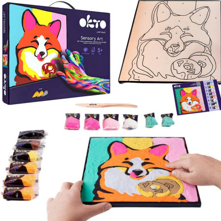 Kolorowanka z masy plastycznej, malowanie po numerach I LIS i 5+