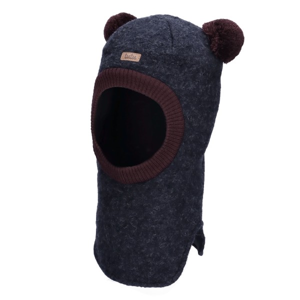 TUTU Kominiarka Wełniana zimowa dla dziecka, Granatowa z Pomponami