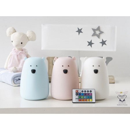 Rabbit & Friends Lampka Miś duży różowy z pilotem